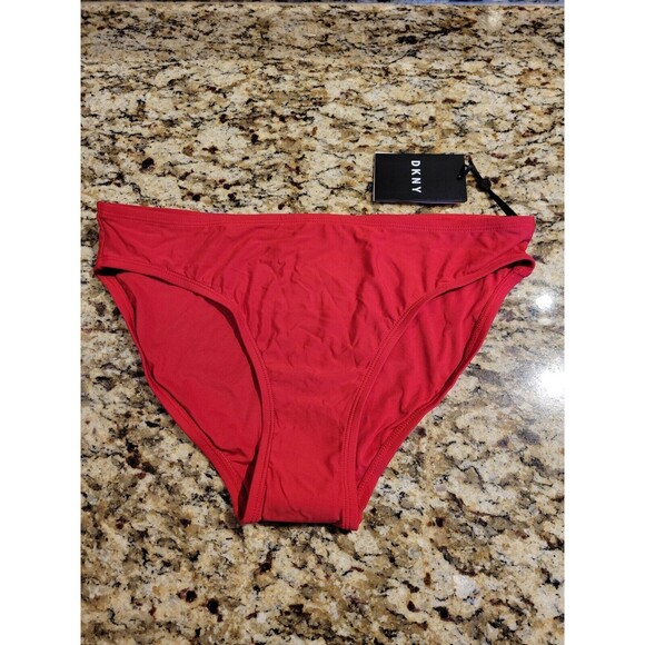 NWT DKNY Women's Solid Classic Hipster Bikini Swim Bottom, Red, Size Medium - Picture 7 of 9